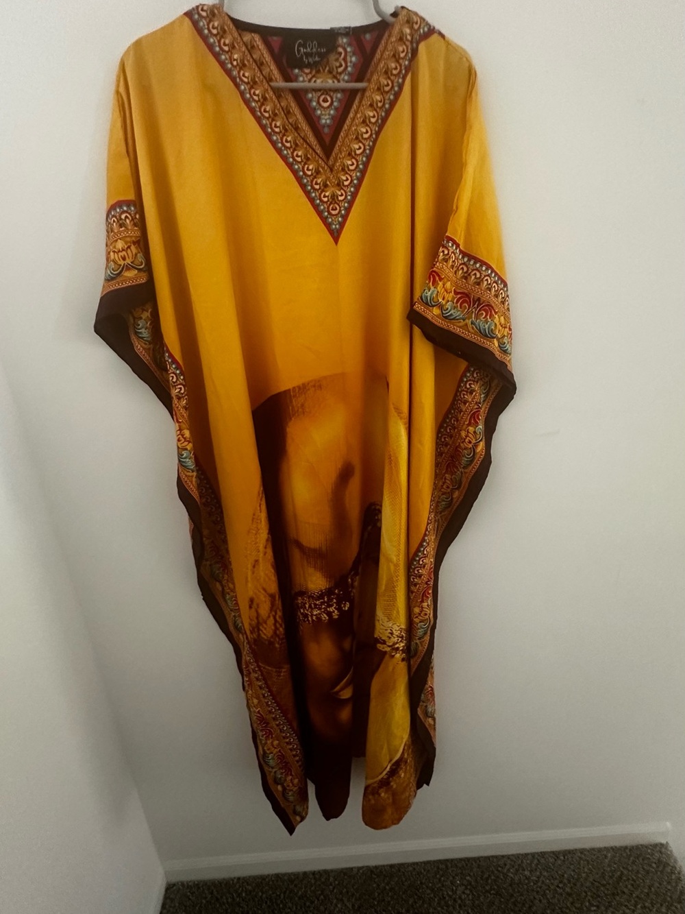 Golden Yellow Print Maxi Dress by Goddess by Winlar